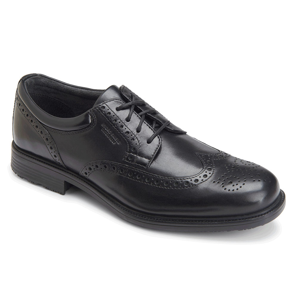 Rockport Mens Dress Shoes Black - Lead the Pack Waterproof Wingtip - UK 963-CPGNWS